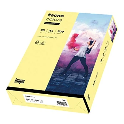 Imagen de inapa Tecno Papel para impresora (80 g/m², A4, 500 hojas), color amarillo claro