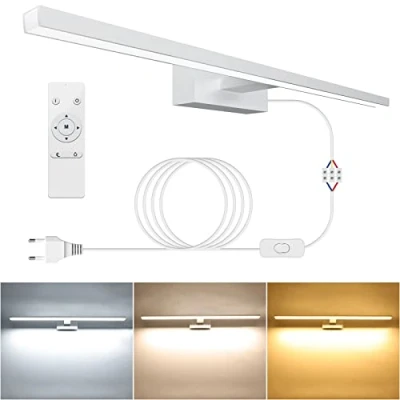 Imagen de NIORSUN Lampara Espejo Baño LED, 15W 60cm, 1400 Lm, Atenuación Libre 3000K 6000K, Luz Regulable Con Mando a Distancia, Acero Inoxidable, Apliques de Impermeable IP44