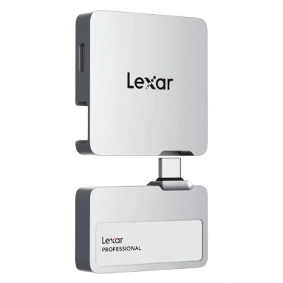 Imagen de Lexar 1TB Externo SSD Professional Go con Hub, Ultracompacto, Compatible Apple ProRes, hasta 1050 MB/s de Lectura, USB 3.2 Gen 2, Resistente al Agua y Polvo IP65, para iPhone 15/16, Plateado