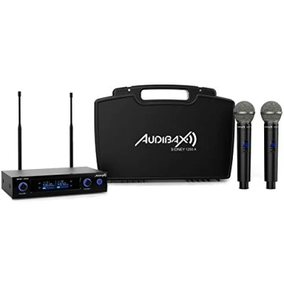 Imagen de Audibax Sidney 1250 A Sistema de Micrófono Inalámbrico Dual UHF Micrófonos Inalámbricos con Frecuencia Incluye Maleta Transporte 2 Salidas Audio XLR y 1 Salida Jack