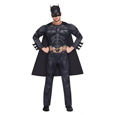Imagen de amscan 361 0192937138175 9906110 Disfraz de caballero oscuro Rises Batman Warner Bros para hombre (grande), multicolor, L (9906110), ajedrez