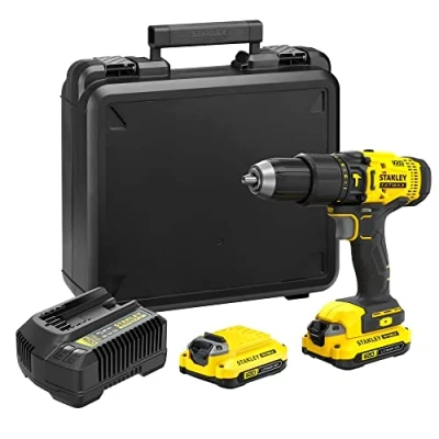 Imagen de STANLEY FATMAX SFMCD711C2K QW Taladro Percutor 18V, Gama V20, Par de giro máx. 50 Nm, Engranaje planetario 2 velocidades, Luz LED, Incl. baterías 1,5 Ah, cargador y maletín