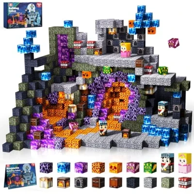 Imagen de GraceDuck Bloques magnéticos 150 Piezas imán de construcción Dark Castle Sword Domain Juguetes sensoriales Stem Montessori para niños pequeños 6, 7,