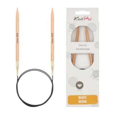 Imagen de Knit Pro Basix Agujas de Tejer Circulares fijas Abedul, 150 cm, Madera, Natural, 6,00 mm