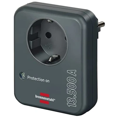 Imagen de Brennenstuhl adaptador de enchufe con protección contra sobretensiones hasta 13.500A (protector sobretensión, para toma tierra, antirayos) antracita