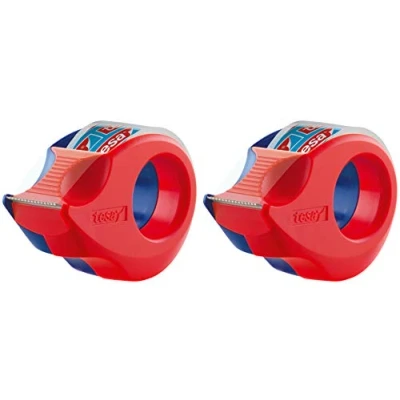 Imagen de tesa 2 x 57858 Mini portarrollos de mano transparente (2 unidades), azul y rojo