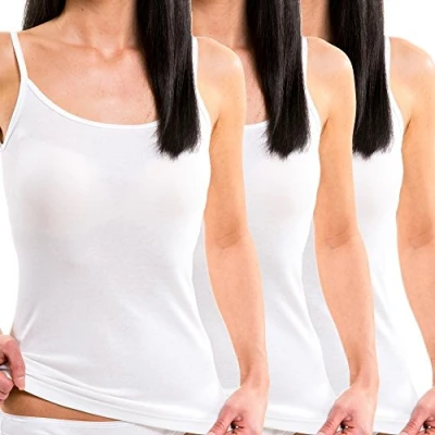 Imagen de HERMKO 1560 Kit de 3 Camisetas Tirantes 100% algodón, Farbe:Blanco, Größe Damen:40/42 (M)