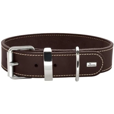 Imagen de HUNTER Aalborg Special Collar para Perro de Piel, Resistente, cómodo, 70 (L XL), Color marrón Oscuro