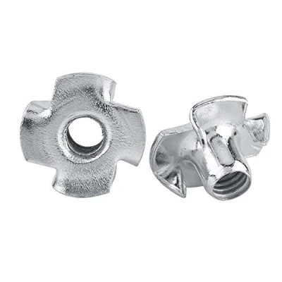 Imagen de Tuerca en T de 4 Garras Madera Cuatro Puntas Herramienta Reparación Sujetadores Tuercas Acero Galvanizado para Muebles Carpintería (50pcs M4)