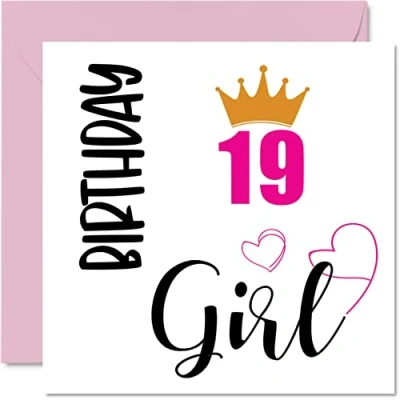 Imagen de Tarjeta de cumpleaños número 19 para mujer, niña, tarjetas feliz mujer años, hija, hermana, nieta, prima, amiga, sobrina, 145 mm x mm, felicitación