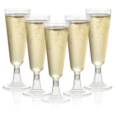 Imagen de MATANA 24 Copas de Champán Plástico, 150ml Flautas Champagne para Bodas, Cumpleaños, Barbacoa y Fiestas Vasos Resistentes Reutilizables Cócteles, Postres