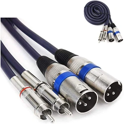 Imagen de HTRUIYATY Cable Macho 2xXLR a 2xRCA, Conector XLR RCA, Micrófono Audio Amplificador de Potencia (2 m)