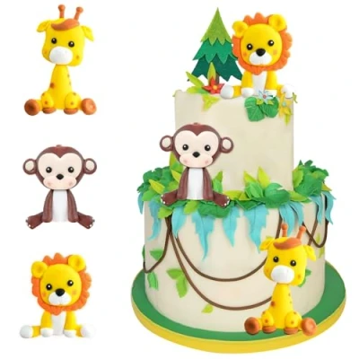 Imagen de Animales Decoración Pastel, 3 PCS Tartas Selva, Selva Tarta, Topper Tarta Animales, Safari Animals Cake Topper, para Tartas, Decoracion Cumpleaños