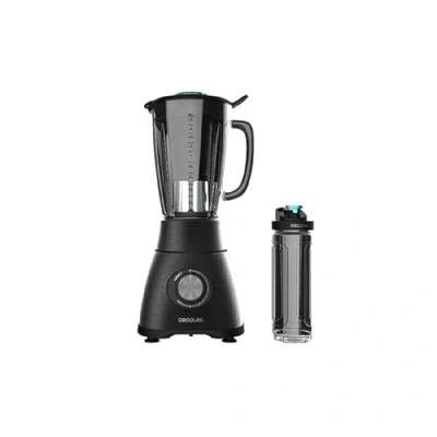 Imagen de Cecotec Batidora de Vaso Power Black Titanium 2500MAX Go. 2500W Máxima Potencia, 6 Hojas con Recubrimiento Titanio Negro, Jarra Termorresistente 1,8L, 5 Velocidades, Incluye Botella Portátil
