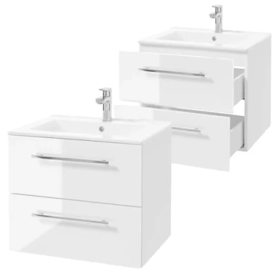 Imagen de Deftrans Domodomo armario de baño con lavabo, 60 x 50 45,6 cm, para lavabo blanco, colgante baño, juego cerámica