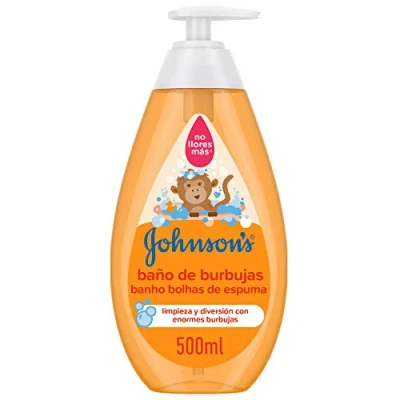 Imagen de Johnson&#039;s Baby baño de burbujas (3 x 750 ml), gel para bebé con fórmula No Llores Más, la piel delicada los bebés recién nacidos, crea enormes