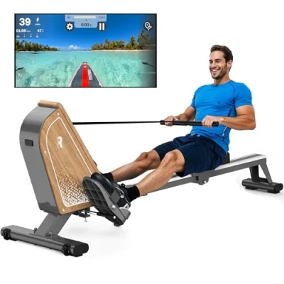 Imagen de VOWVIT Máquina de remo para casa OR3, dispositivo magnético con monitor Bluetooth, 16 niveles resistencia, compacto capacidad peso 160 kg, almacenamiento vertical, 2 años