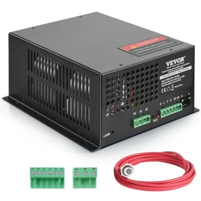 Imagen de VEVOR Fuente de Alimentación Láser CO2 para Tubo 80 W, Protección Corriente Constante y Circuito Abierto, Disipación Rápida del Calor, Compatible con Grabadores Cortadores