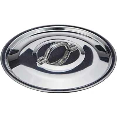 Imagen de Pentole Agnelli FAMA2916 Tapa plana con mango, borde y puente, tipo pesado en aluminio BLTF, plata pulida, 60 cm