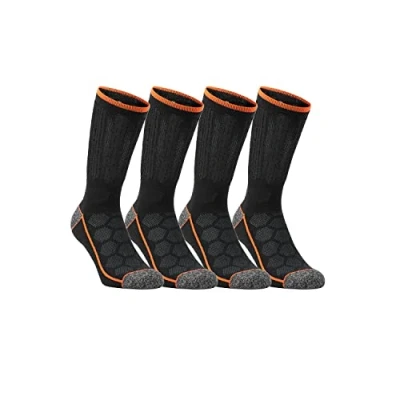 Imagen de BLACK+DECKER calcetines Hombre Trabajo duradero, tacón con punta reforzada, altos, resistente y soporte anti Fricción (lote de 4)