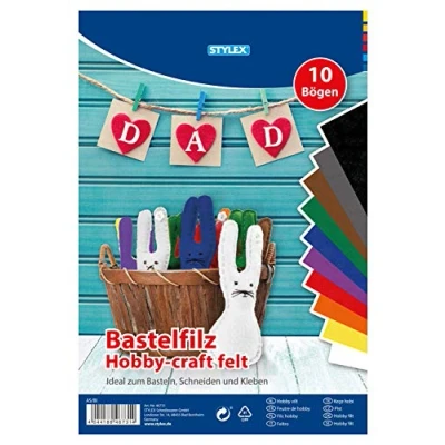 Imagen de Stylex 46731 Fieltro para manualidades (20 x 30 cm, 10 hojas), colores surtidos