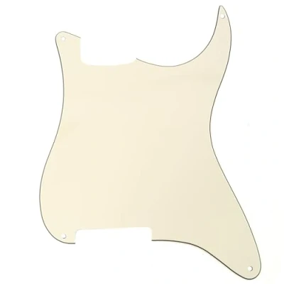 Imagen de Musiclily 4 Agujeros Pickguard Golpeador Sin Fresados y potenciómetros para Guitarra ST Style,3 capas Crema
