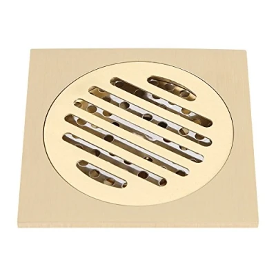 Imagen de Desagüe de piso cuadrado Baño Ducha Rejilla Colador construido latón Accesorio para el hogar cobre puro grado sanitario antiguo 10 * 10Cm