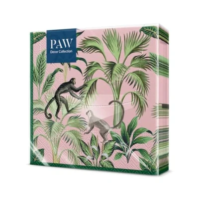 Imagen de PAW Servilletas Papel 3 Capas (33 x 33 cm) I 20 Unidades Perfecto para Cumpleaños, Fiestas, Bodas, Comuniones y Celebraciones de Colores Diversión del Mono