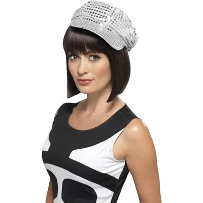 Imagen de Smiffys Gorra de discoteca con lentejuelas, plateada