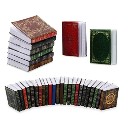 Imagen de cobee Miniaturas Libros de casa muñecas,24 Mini Accesorios para muñecas 1:12 Decoración Sala Estudio(24 pcs)