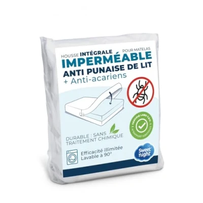 Imagen de Sweetnight Funda Integral colchón Impermeable 120 x 200 cm Anti chinches y antiácaros Renovar Cierre de Cremallera Sin Tratamiento químico EP. hasta 25