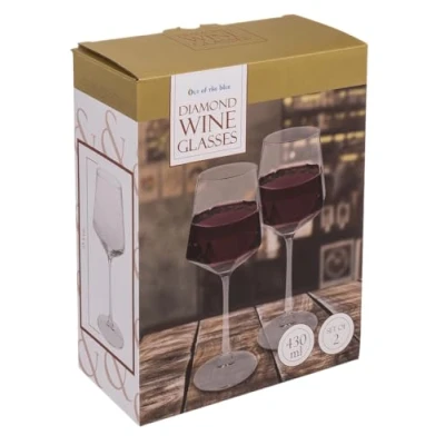 Imagen de Out of the blue Copas de vino Diamond, 430 ml, aprox. 23,5 x 8 cm, juego 2 unidades (en caja regalo)