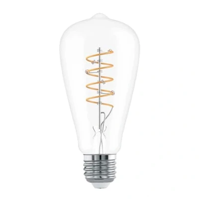 Imagen de Eglo Lámpara LED E27, bombilla espiral, decorativa vintage de diseño retro, 7,3 vatios, blanco cálido, 2700k, Edison ST64, Ø 6,4 cm