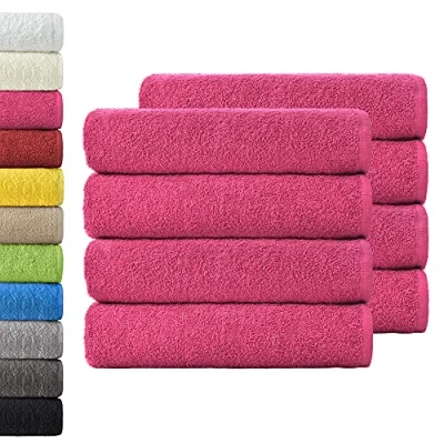 Imagen de NatureMark Paquete Ahorro de 8 Toallas Tejido Rizo, Set Unidades 50 x 100 cm, Rosa, 100% algodón