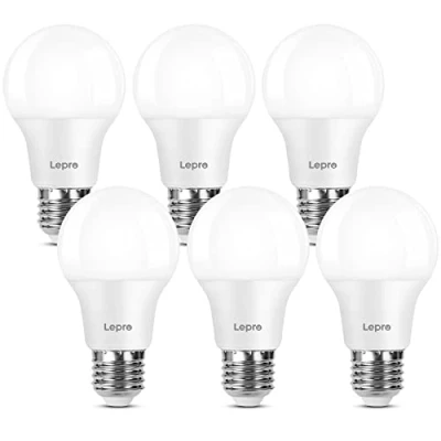 Imagen de Lepro Bombilla LED E27 Luz Blanca Fría 6500 K, Lámpara de 7.5 W y 750 lúmenes, Reemplaza Convencional 60 W, Ahorro energía haz 200, Casquillo Paquete 6