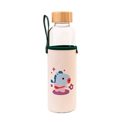 Imagen de Grupo Erik Botella agua BT21 Mang cristal resistente con funda protectora termica 500ml niños sin BPA/Botella de reutilizable niña