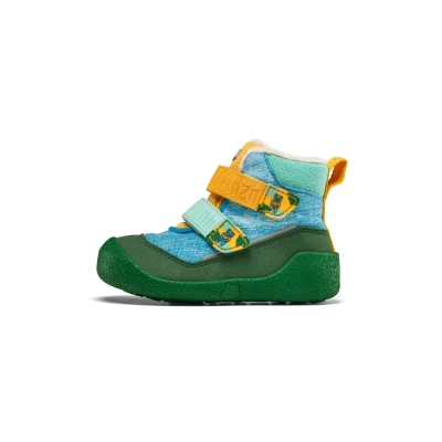 Imagen de Affenzahn Zapatilla primeros pasos Vegan Snuggy antideslizante, con cierre de gancho y bucle, impermeable, forro cálido, ligero, tallas 19 25 Oso creativo Turquesa