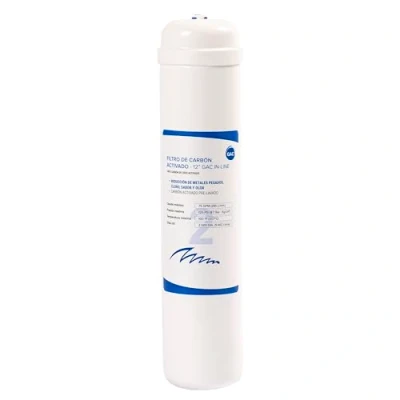 Imagen de Filtro de Carbón Activado GAC ECO 12 pulgadas con Conexión Rápida para Sistemas Purificación Agua Absorbe Compuestos Orgánicos y Elimina Olores Sabores. Bbagua
