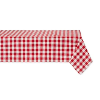 Imagen de DII Mantel 100% algodón Lavable a máquina para Verano/Picnic, algodón, Rojo, 60x84 Inches