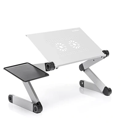 Imagen de InnovaGoods® Mesa Plegable Auxiliar OMNIBLE Multiposición para ordenador portatil, con bandeja raton. 49x53x26cm de aluminio