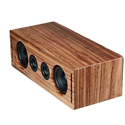 Imagen de RÖTH &amp; MYERS Bosk Speaker HiFi Altavoz WiFi/Bluetooth. de estantería. Diseño Único en Madera Zebrano 100% Natural, Multiroom y Multichannel. Spotify, Airplay, DLNA, Óptica, 70W,