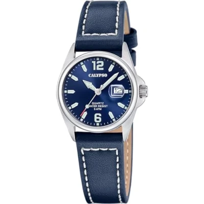 Imagen de CALYPSO Reloj Mujer K5871/3 Basic Caja de Acero Inoxidable 316l Plateado Correa Piel Azul