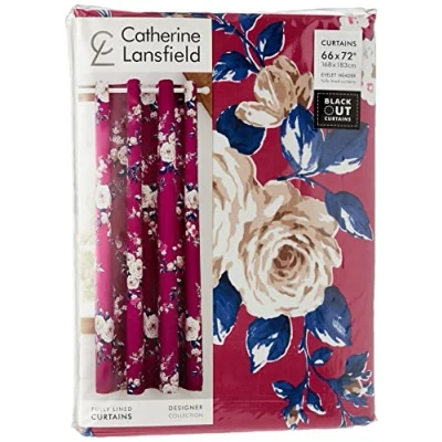 Imagen de Catherine Lansfield Canterbury Cortinas con Ojales de fácil Cuidado, 66 x 72 Pulgadas