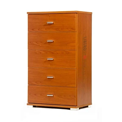 Imagen de LIBEROSHOPPING.eu LA TUA CASA IN UN CLIK Cómoda móvil de madera con 5 cajones para dormitorio, salón (roble blanco) (cerezo)