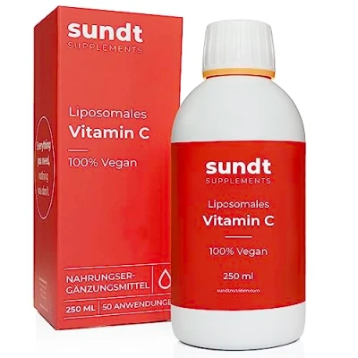Imagen de Vitamina C liposomal en forma líquida para un sistema inmunológico fuerte y buen metabolismo Botella de 250 ml 50 aplicaciones vegano sin OMG Hecho la UE Sundt Nutrition®