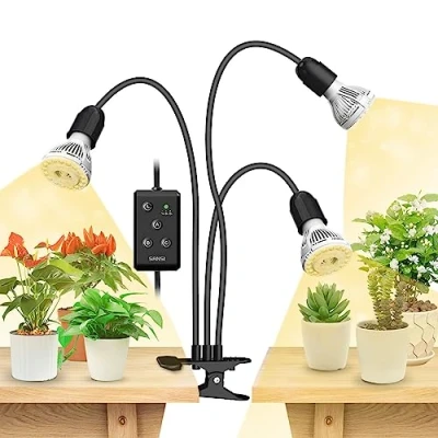 Imagen de SANSI Lámpara de Cultivo Plantas 450W Espectro Completo 4000K, Luces Crecimiento Ajustable en Altura con Temporizador Automático 4/8/12H para interior