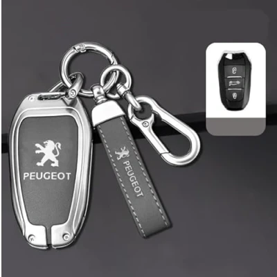 Imagen de DLXYZML Carcasa de Llaves Coche para Peugeot Partner Van 2019 2024,Aleación Zinc Protectora Llavero Llave Funda Mando Accesorios Coche,A Grey