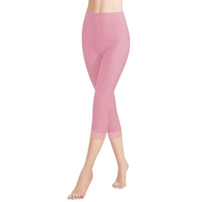 Imagen de Libella Leggings 3/4 Pantalones con Encaje Capri de Algodón Cintura Alta Coloridos Fitness Slim Bebé Rosa XL 4166