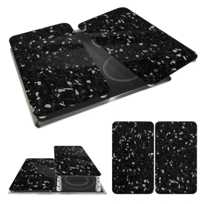 Imagen de WENKO Placa cobertora universal Terrazzo, set de 2 placas para todo tipo cocinas vitrocerámica, también como tabla cortar, higiénica, resistente a arañazos e impactos, 30 x 52 cm