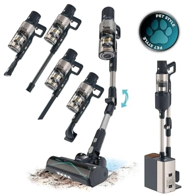 Imagen de Cecotec Aspiradora Escoba Sin Cable Conga Rockstar 5500 Hurricane Station Pet flex, Max 220AW 700W, Base Autovaciado, Hasta 90min Autonomía, Cepillo antienredo, Tubo Ciclón paralelo, Acc mascota